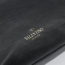 VALENTINO Rock studs Hand Bag Leather 2way Black Gold Auth BA9420-19