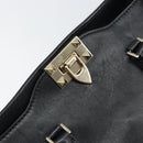 VALENTINO Rock studs Hand Bag Leather 2way Black Gold Auth BA9420-20