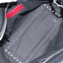 VALENTINO Rock studs Hand Bag Leather 2way Black Gold Auth BA9420-11