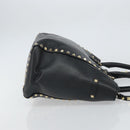 VALENTINO Rock studs Hand Bag Leather 2way Black Gold Auth BA9420-3