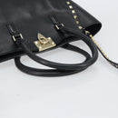 VALENTINO Rock studs Hand Bag Leather 2way Black Gold Auth BA9420-7