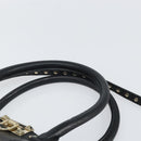 VALENTINO Rock studs Hand Bag Leather 2way Black Gold Auth BA9420-14