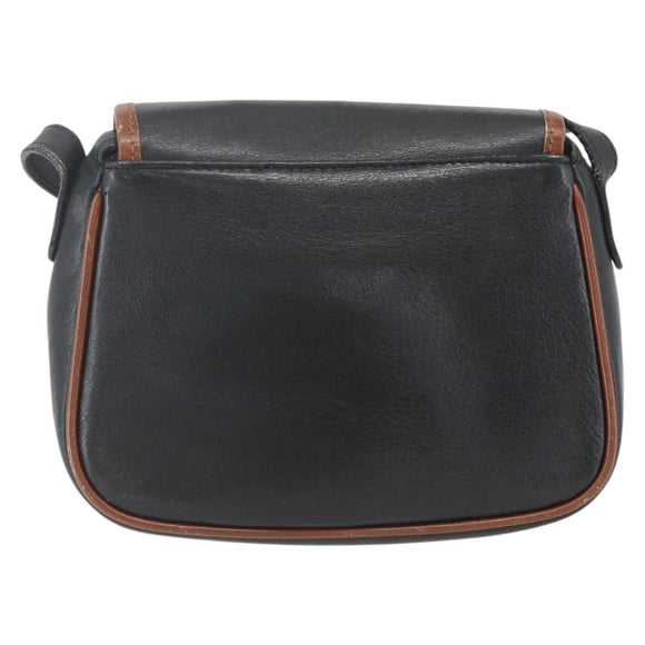 CELINE Shoulder Bag Leather Black Gold Auth BA9422