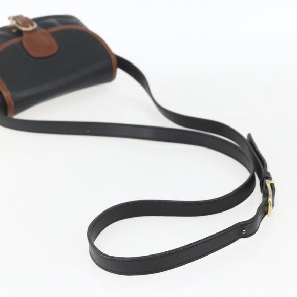 CELINE Shoulder Bag Leather Black Gold Auth BA9422