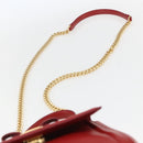 Salvatore Ferragamo Chain Vala Shoulder Bag Leather 2way Red Gold Auth BA9424V-10