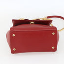 Salvatore Ferragamo Chain Vala Shoulder Bag Leather 2way Red Gold Auth BA9424V-11
