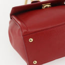 Salvatore Ferragamo Chain Vala Shoulder Bag Leather 2way Red Gold Auth BA9424V-13