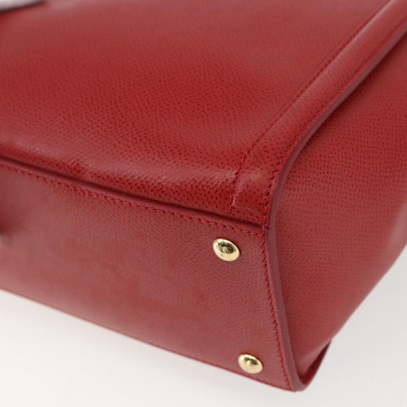 Salvatore Ferragamo Chain Vala Shoulder Bag Leather 2way Red Gold Auth BA9424V