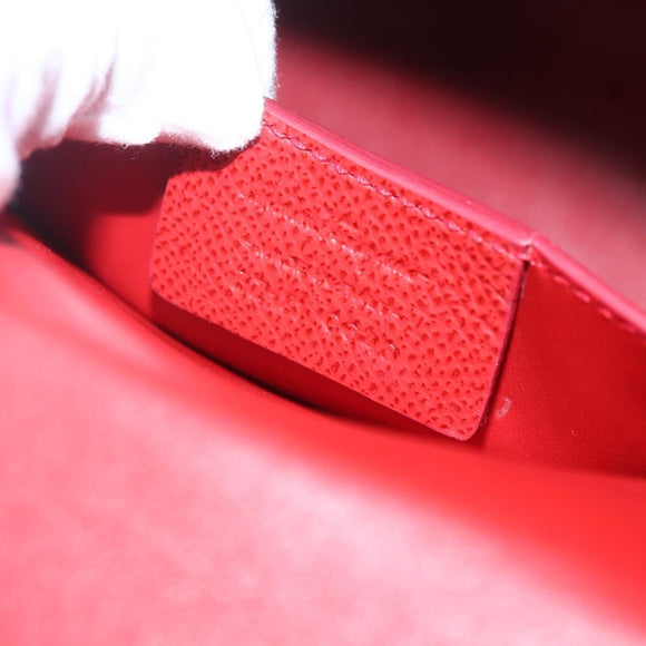 Salvatore Ferragamo Chain Vala Shoulder Bag Leather 2way Red Gold Auth BA9424V