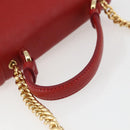 Salvatore Ferragamo Chain Vala Shoulder Bag Leather 2way Red Gold Auth BA9424V-7