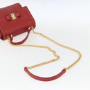 Salvatore Ferragamo Chain Vala Shoulder Bag Leather 2way Red Gold Auth BA9424V-9