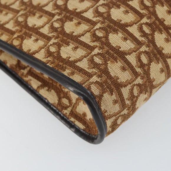 Christian Dior Trotter Canvas Shoulder Bag Beige Gold Auth BA9425