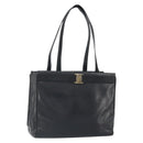 Salvatore Ferragamo Vala Tote Bag Leather Black Gold Auth BA9428-1