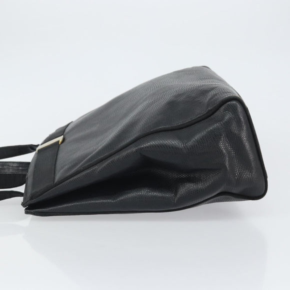 Salvatore Ferragamo Vala Tote Bag Leather Black Gold Auth BA9428