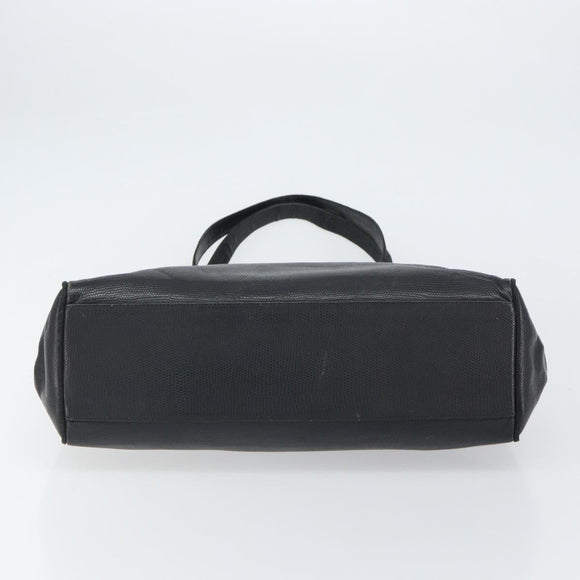 Salvatore Ferragamo Vala Tote Bag Leather Black Gold Auth BA9428