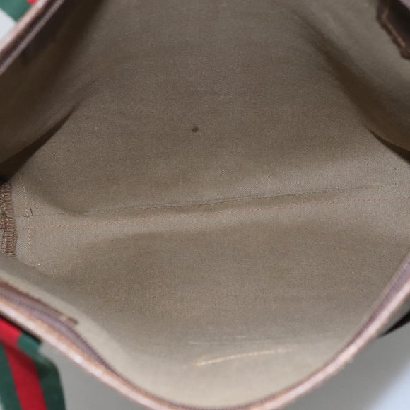 GUCCI GG Supreme Web Sherry Line Tote Bag PVC Beige Green Red Auth BA943