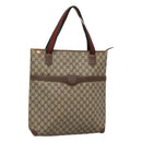 GUCCI GG Supreme Web Sherry Line Tote Bag PVC Beige Green Red Auth BA943-1