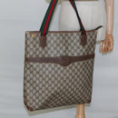 GUCCI GG Supreme Web Sherry Line Tote Bag PVC Beige Green Red Auth BA943-22