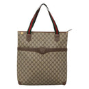 GUCCI GG Supreme Web Sherry Line Tote Bag PVC Beige Green Red Auth BA943-13