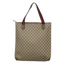 GUCCI GG Supreme Web Sherry Line Tote Bag PVC Beige Green Red Auth BA943-2