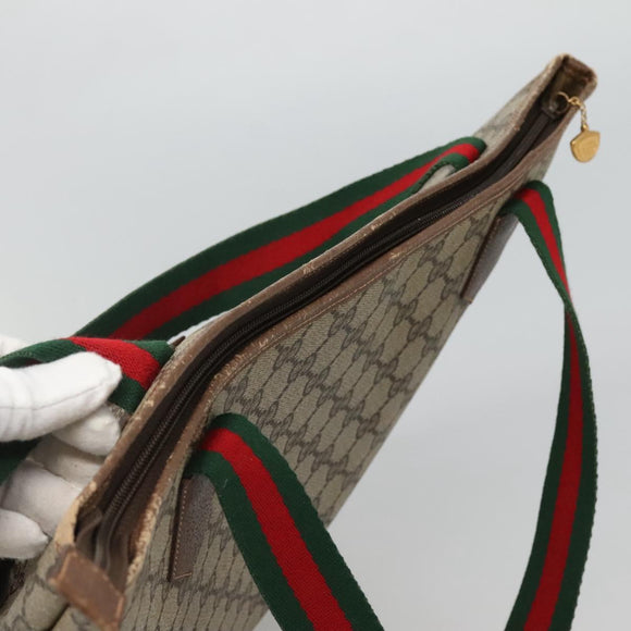 GUCCI GG Supreme Web Sherry Line Tote Bag PVC Beige Green Red Auth BA943