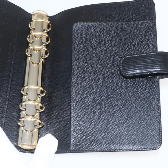 LOUIS VUITTON Epi Agenda MM Day Planner Cover Black R20042 LV Auth BA9435