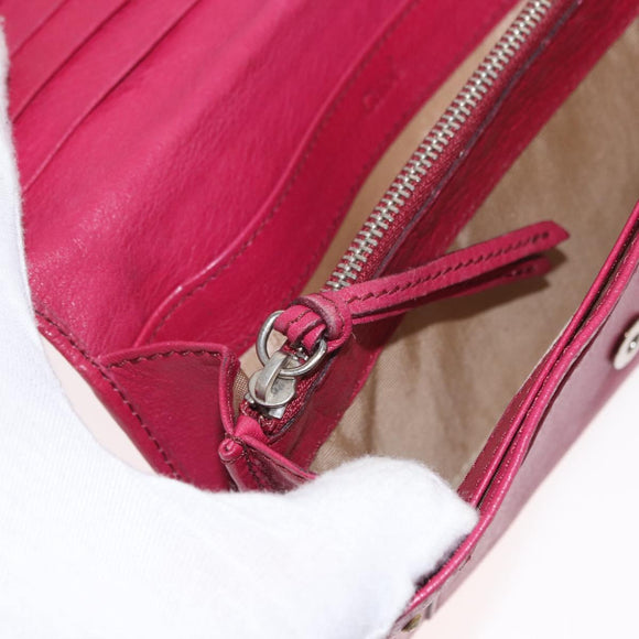 Chloe Paddington Long Wallet Leather Pink Gold Auth BA9436