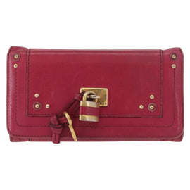 Chloe Paddington Long Wallet Leather Pink Gold Auth BA9436 - 0