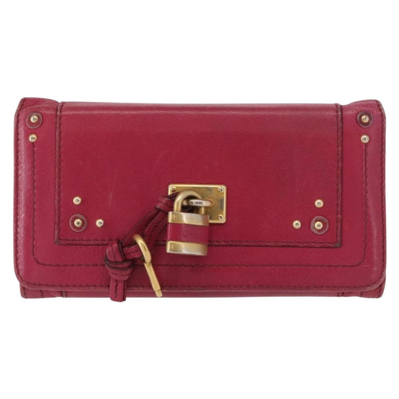 Chloe Paddington Long Wallet Leather Pink Gold Auth BA9436