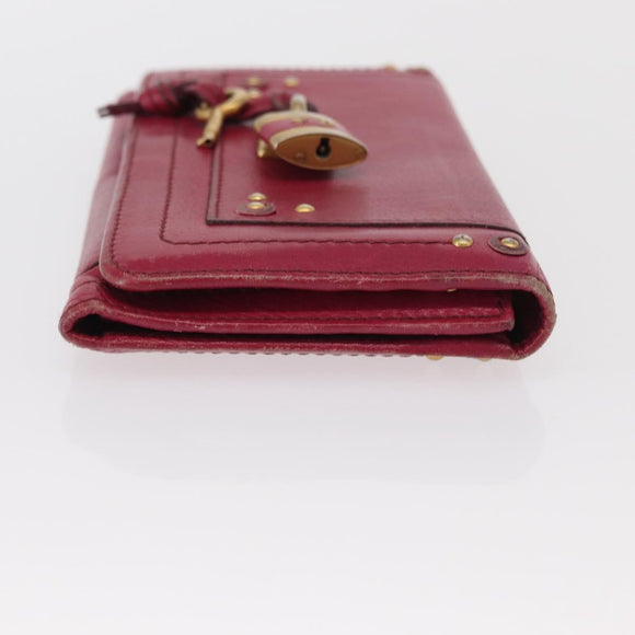 Chloe Paddington Long Wallet Leather Pink Gold Auth BA9436
