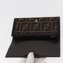 FENDI Zucca Canvas Long Wallet Black Brown Auth BA9439V-8