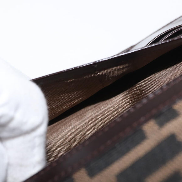 FENDI Zucca Canvas Long Wallet Black Brown Auth BA9439V