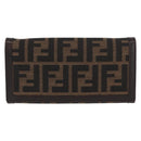 FENDI Zucca Canvas Long Wallet Black Brown Auth BA9439V-13