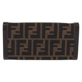 FENDI Zucca Canvas Long Wallet Black Brown Auth BA9439V - 0