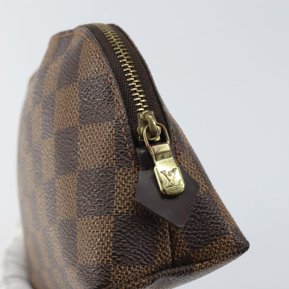 LOUIS VUITTON Damier Ebene Pochette Cosmetic PM Pouch N47516 LV Auth BA9448