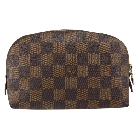 LOUIS VUITTON Damier Ebene Pochette Cosmetic PM Pouch N47516 LV Auth BA9448