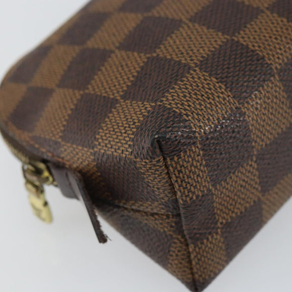 LOUIS VUITTON Damier Ebene Pochette Cosmetic PM Pouch N47516 LV Auth BA9448