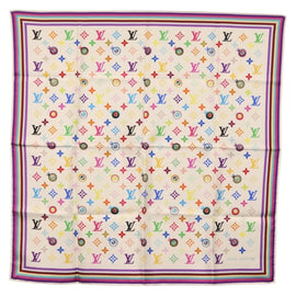 LOUIS VUITTON I love Monogram Silk Scarf Scarf Multicolor LV Auth BA9449M