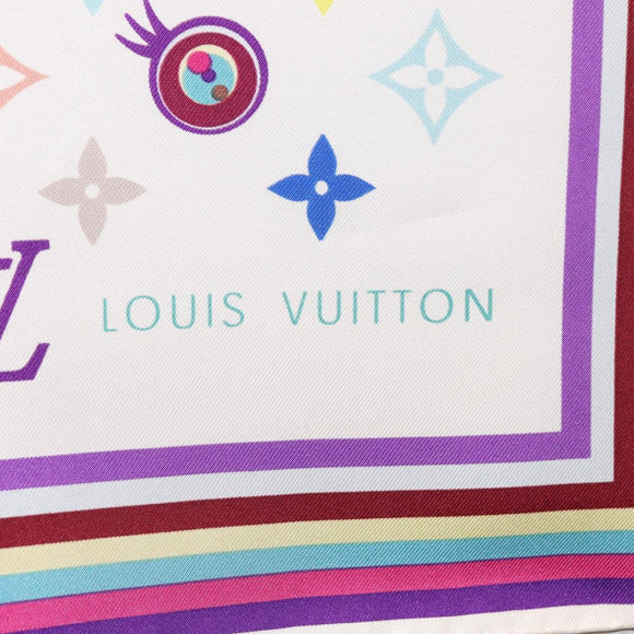 LOUIS VUITTON I love Monogram Silk Scarf Scarf Multicolor LV Auth BA9449M