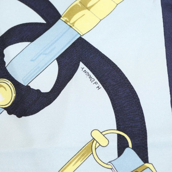 HERMES Carre 90 Scarf ""Eperon d'Or"" Silk Navy Auth BA9450