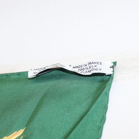 HERMES Carre 90 Scarf ""SANSSOUCY"" Silk Green Auth BA9452