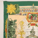 HERMES Carre 90 Scarf ""SANSSOUCY"" Silk Green Auth BA9452-2