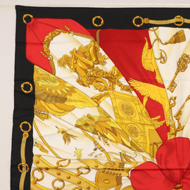 HERMES Carre 90 Scarf ""SOLEIL DE SOIE"" Silk Black Auth BA9453 - 0