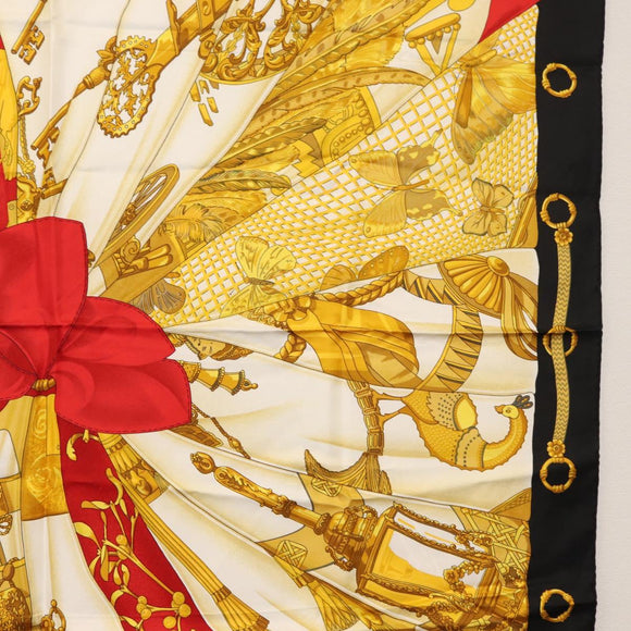 HERMES Carre 90 Scarf ""SOLEIL DE SOIE"" Silk Black Auth BA9453