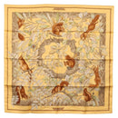 HERMES Carre 90 Scarf ""Casse Noisette"" Silk Beige Auth BA9454-1