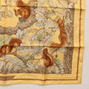 HERMES Carre 90 Scarf ""Casse Noisette"" Silk Beige Auth BA9454-10