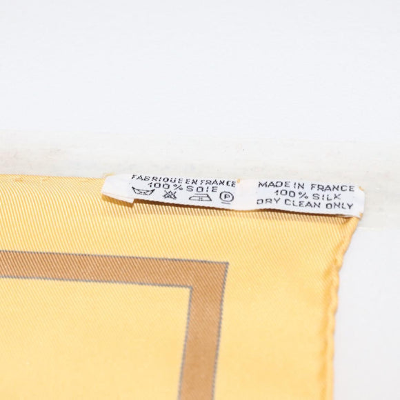 HERMES Carre 90 Scarf ""Casse Noisette"" Silk Beige Auth BA9454