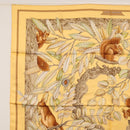 HERMES Carre 90 Scarf ""Casse Noisette"" Silk Beige Auth BA9454-2