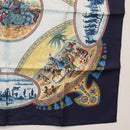HERMES Carre 90 Scarf ""CAVALIERS PEULS"" Silk Blue Auth BA9455V-10