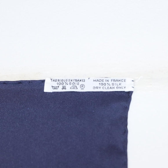 HERMES Carre 90 Scarf ""CAVALIERS PEULS"" Silk Blue Auth BA9455V